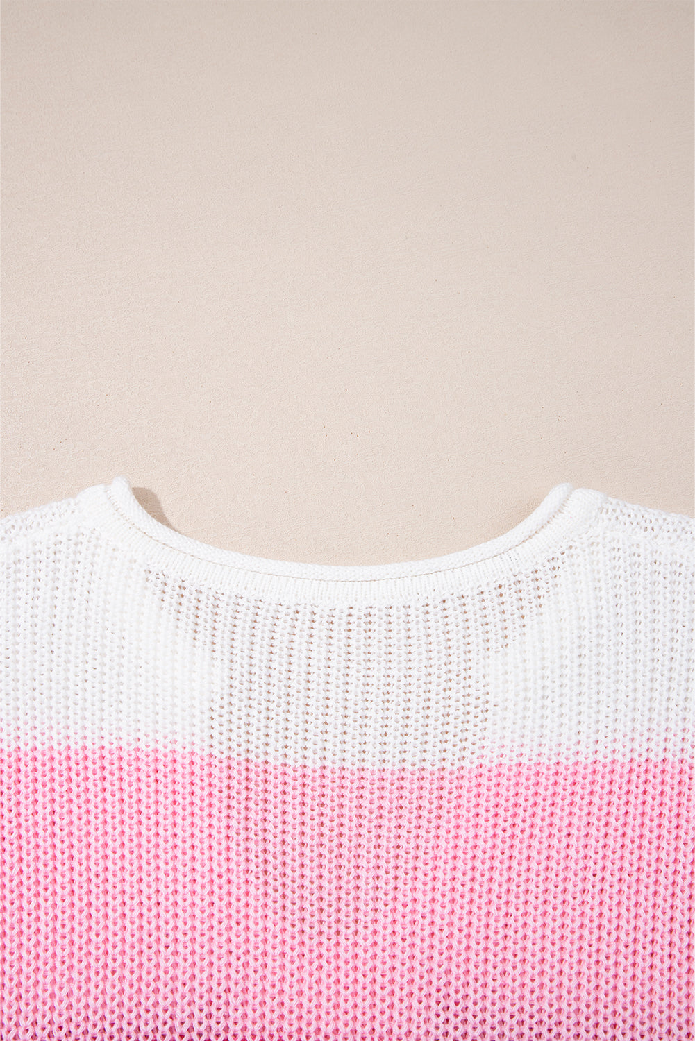 Pink Color Block Notch V Neck T Shirt