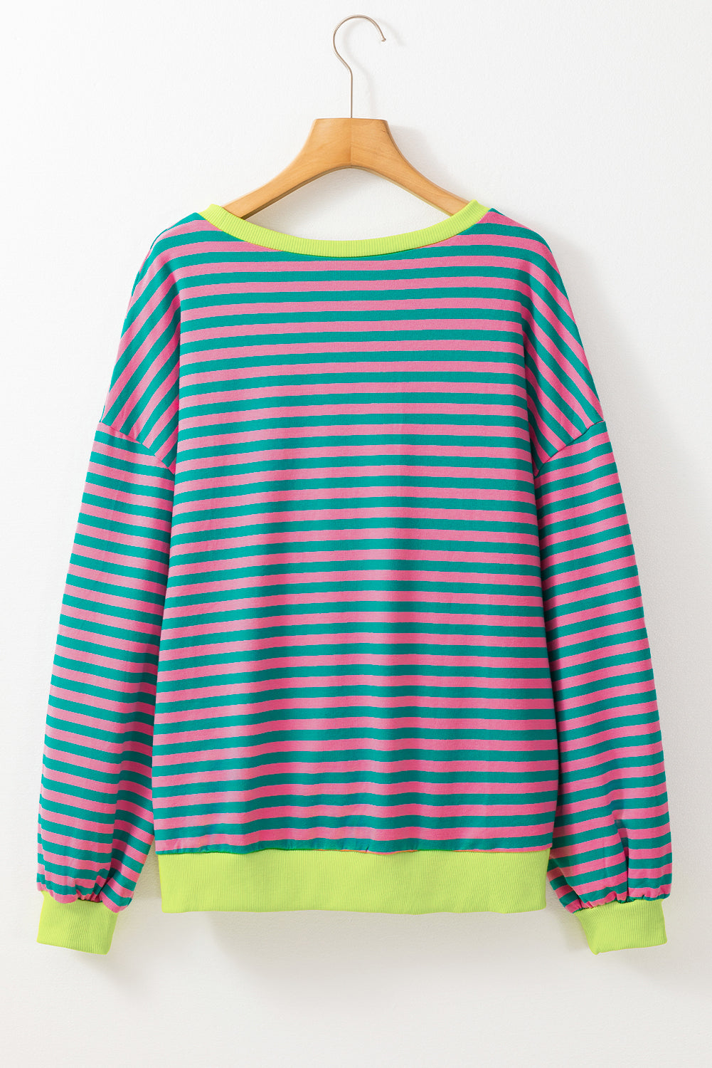 Black Stripe Oversized Contrast Trim Pullover Sweatshirt