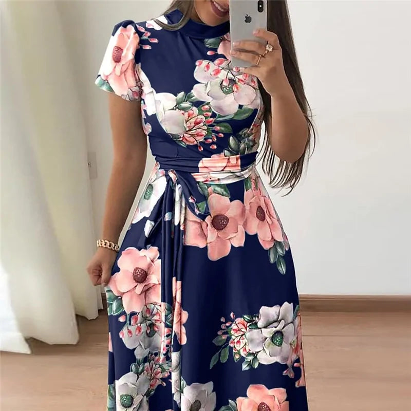 Casual Floral Short Sleeve Summer Dress