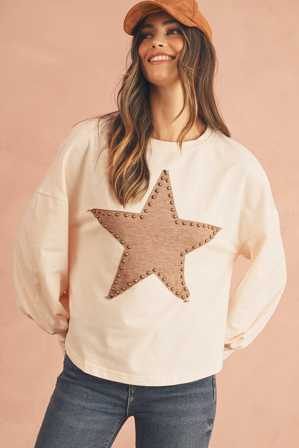 Studded Star Graphic Oversized Top