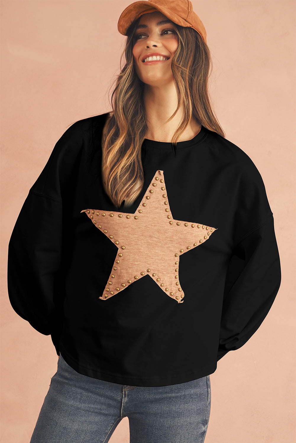 Studded Star Graphic Oversized Top