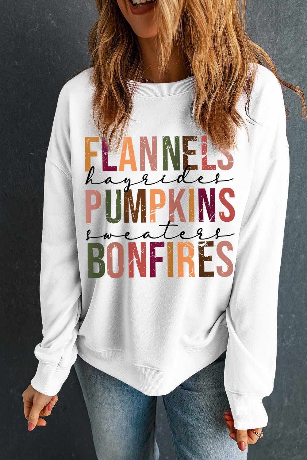 Black FLANNELS PUMPKINS BONFIRES Graphic Sweatshirt