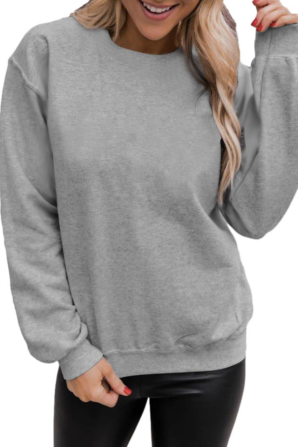 Orange Solid Classic Crewneck Pullover Sweatshirt