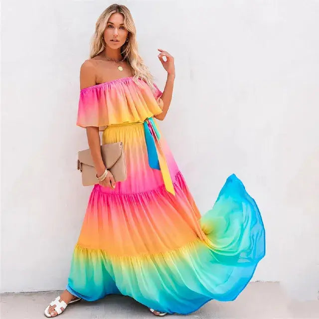 Bohemian Ruffled Off Shoulder