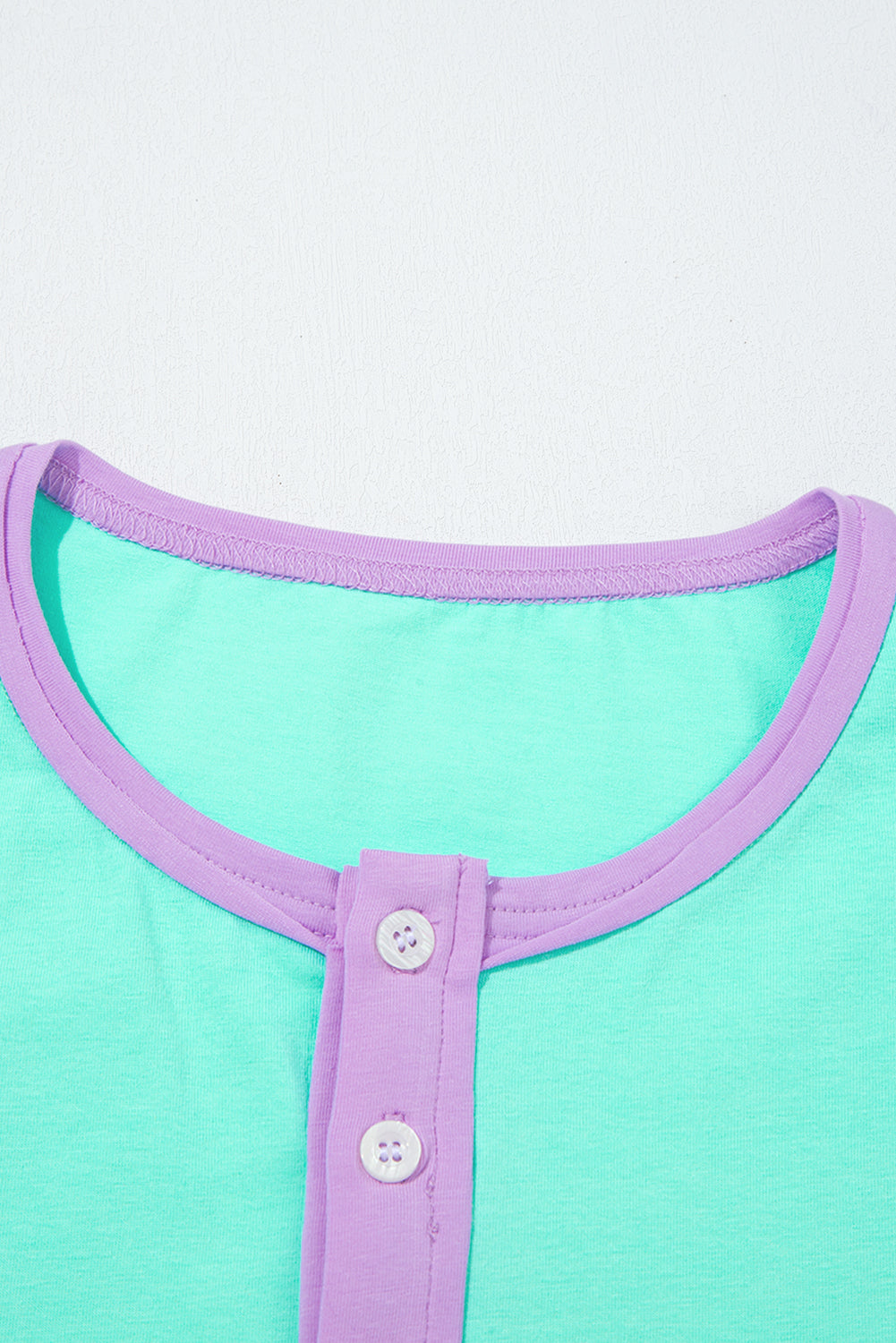 Solid Color Half Sleeve Buttons Henley Top