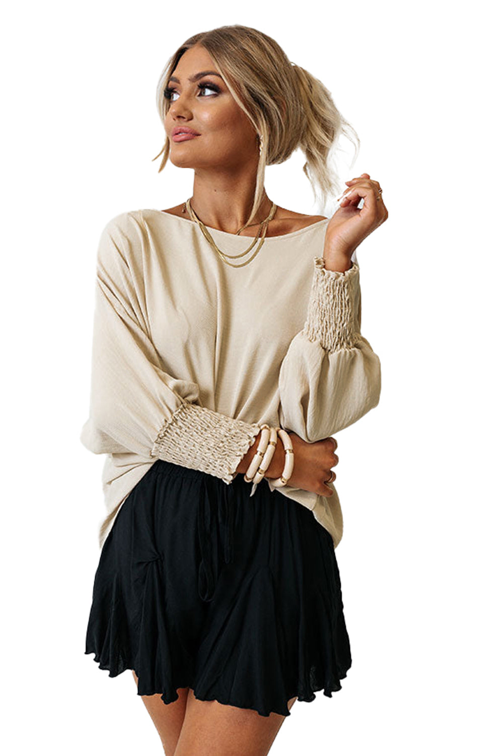 Batwing Sleeve Business Casual Blouse