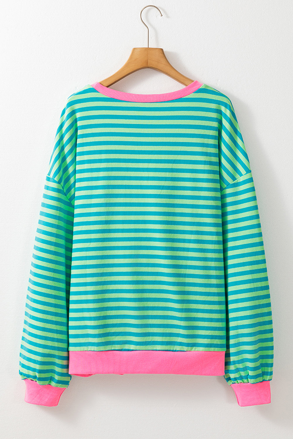 Black Stripe Oversized Contrast Trim Pullover Sweatshirt