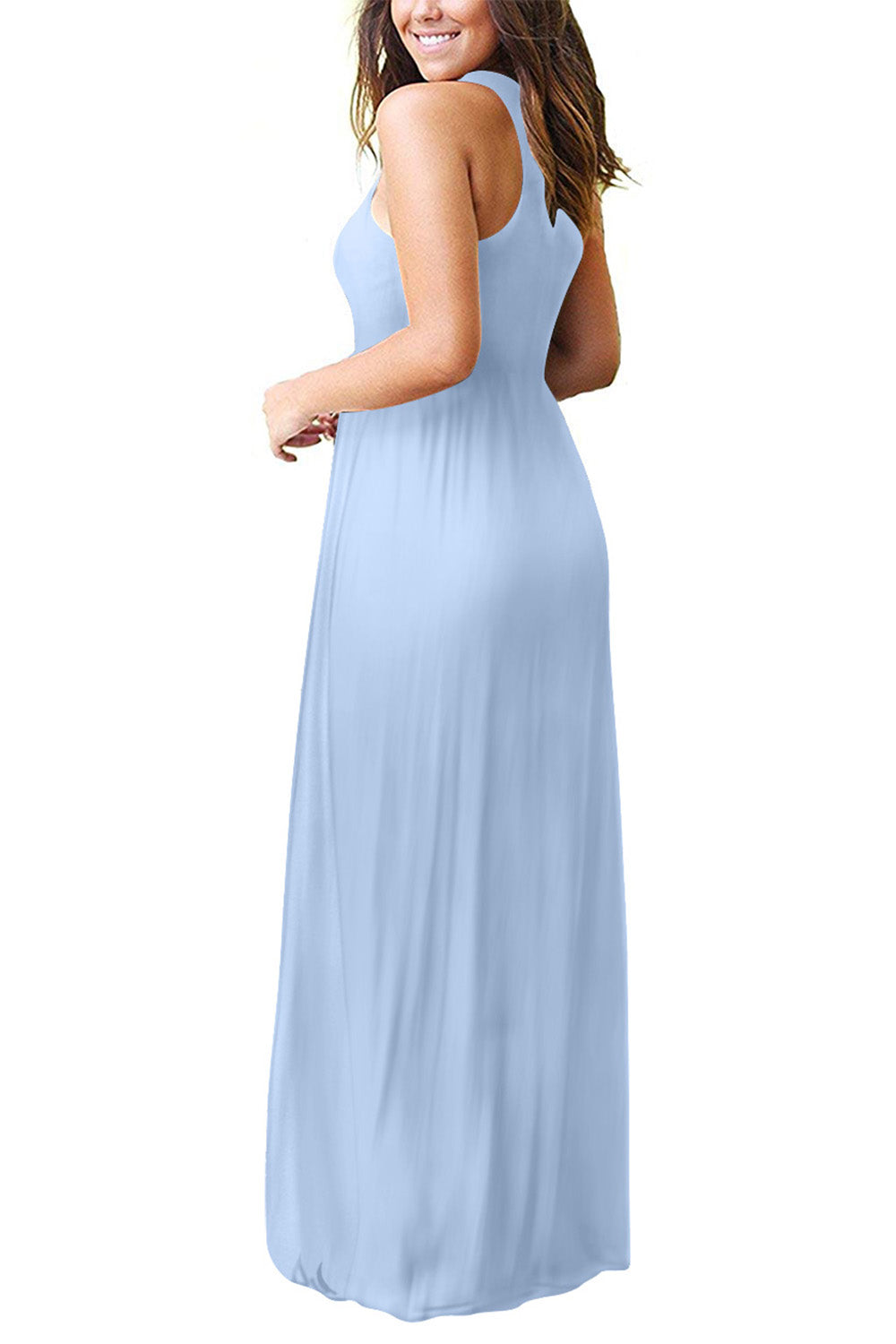 Grecian Neck Dress with Pockets