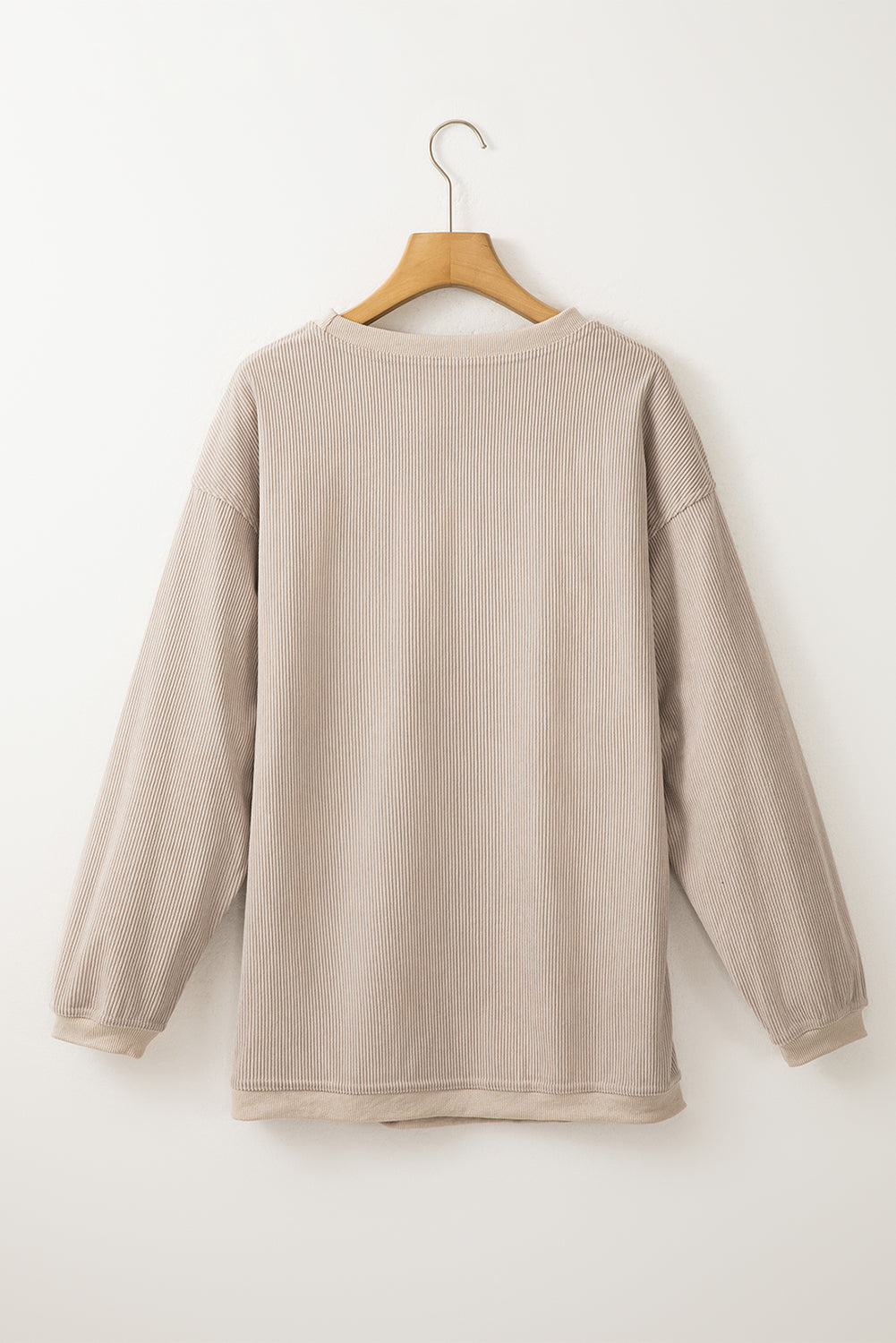 Orange Plain Drop Sleeve Rib-Knit Oversized Sweatshirt