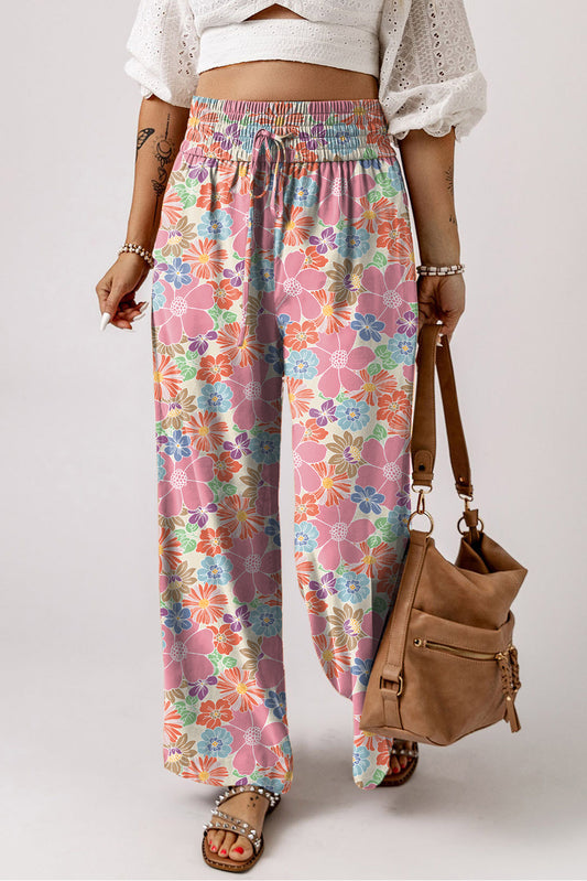 Stand Out! Floral Smocked Waist Loose Pants