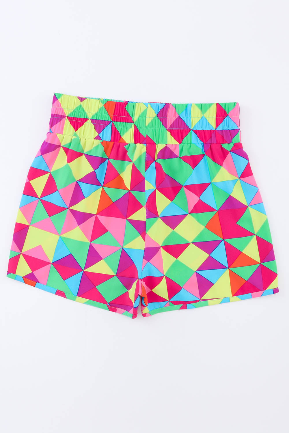 Abstract Print Smocked High Waisted Athletic Shorts