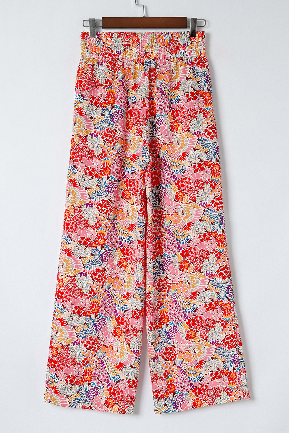 Gorgeous Floral Print Drawstring Smocked High Waist Pants