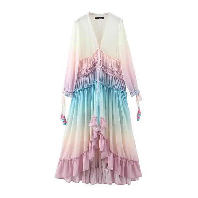 Gradient Fade Summer Bohemian Dress