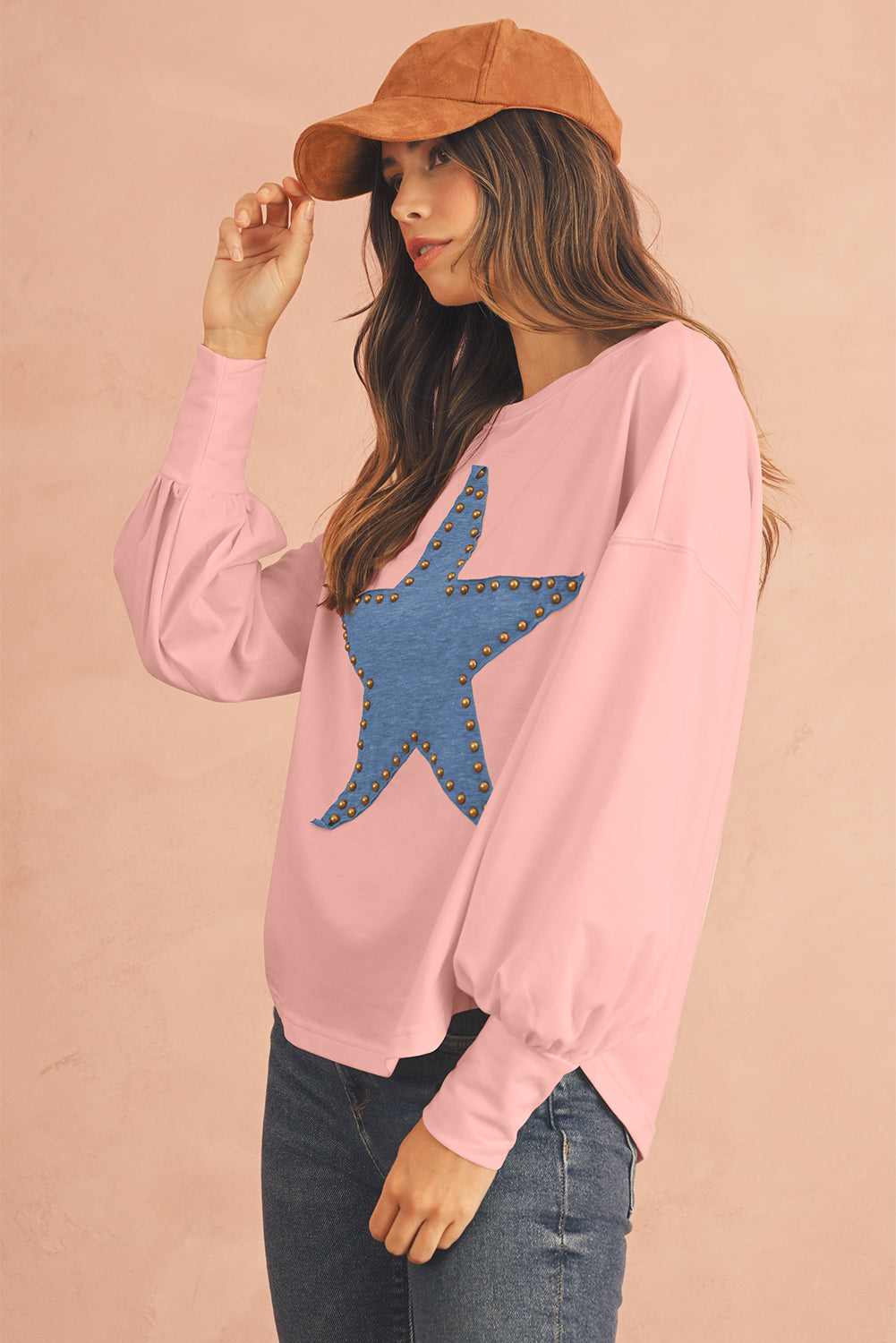 Studded Star Graphic Oversized Top