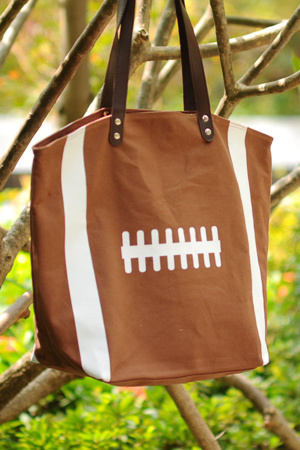 Football Pattern Canvas Large Tote Bag