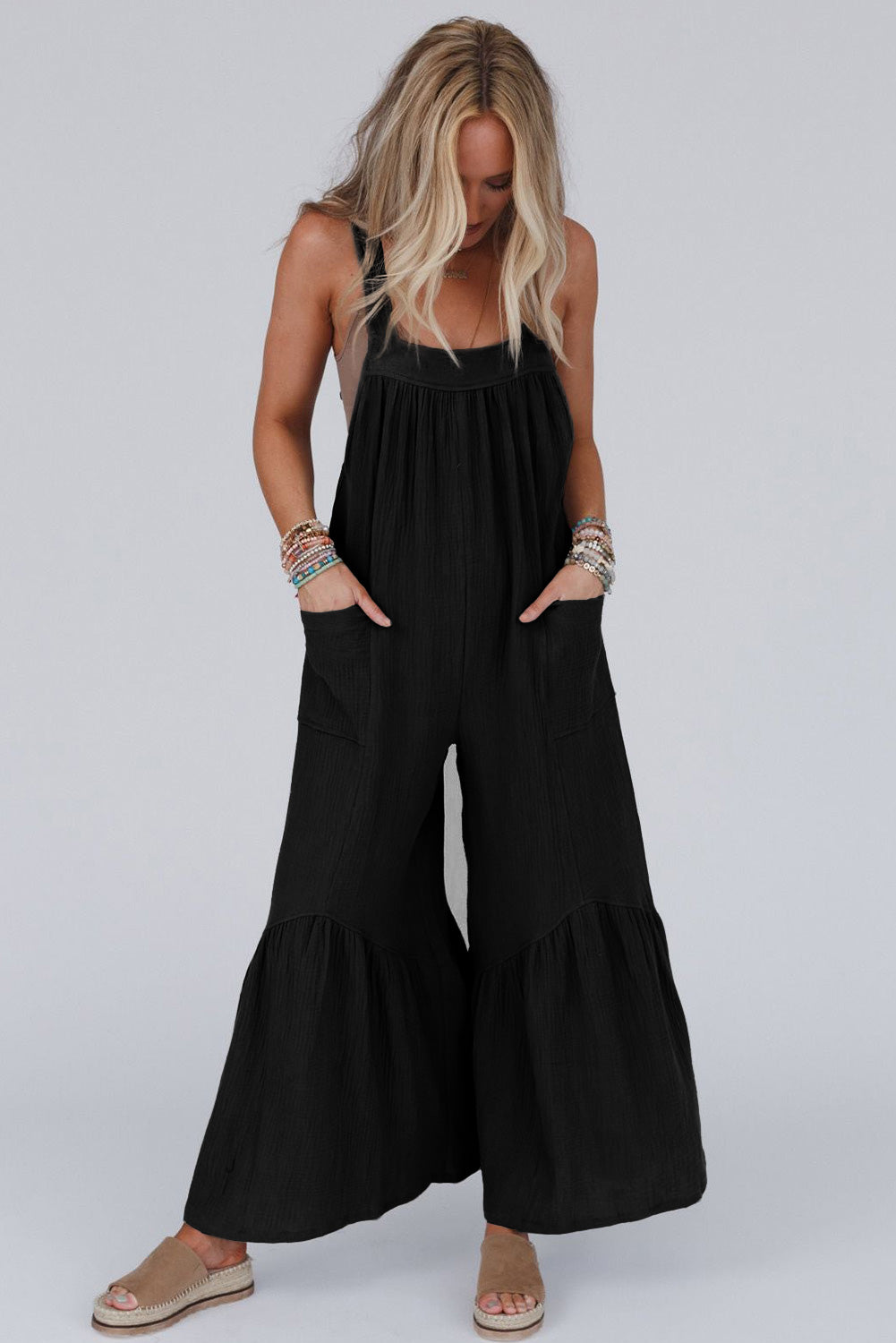 Wide Leg Ruffle Jumpsuit