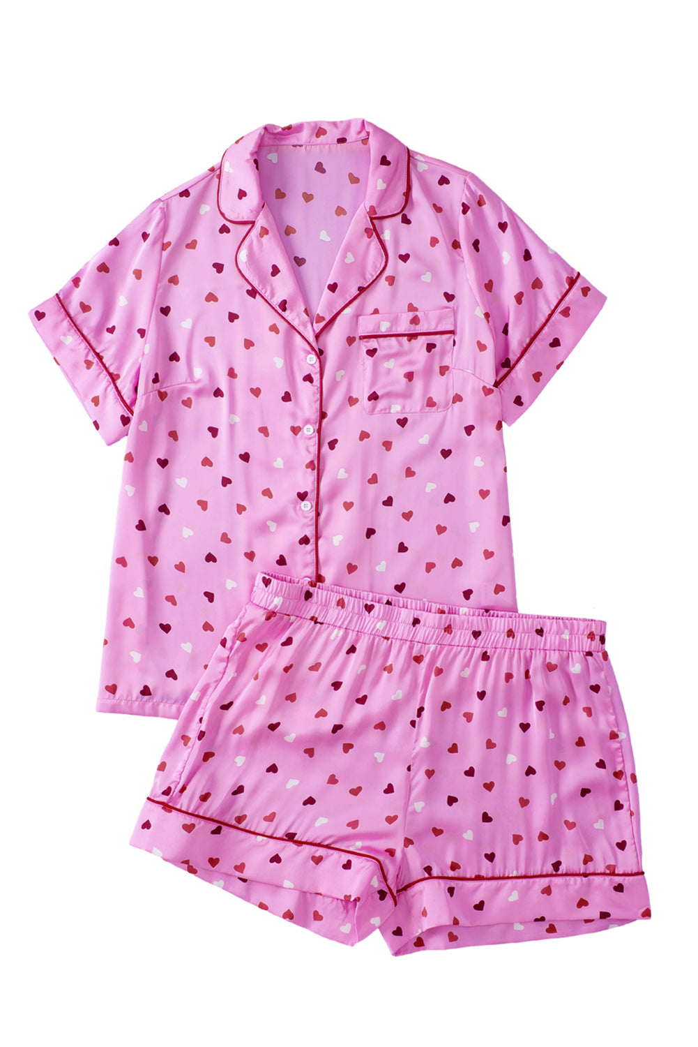 Pink Valentine Heart Shape Print Plus Size Sleepwear