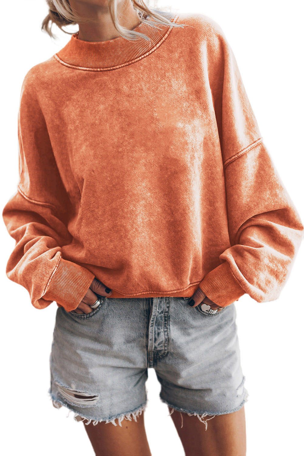 Drop Shoulder Crew Neck Pullover Sweatshirt