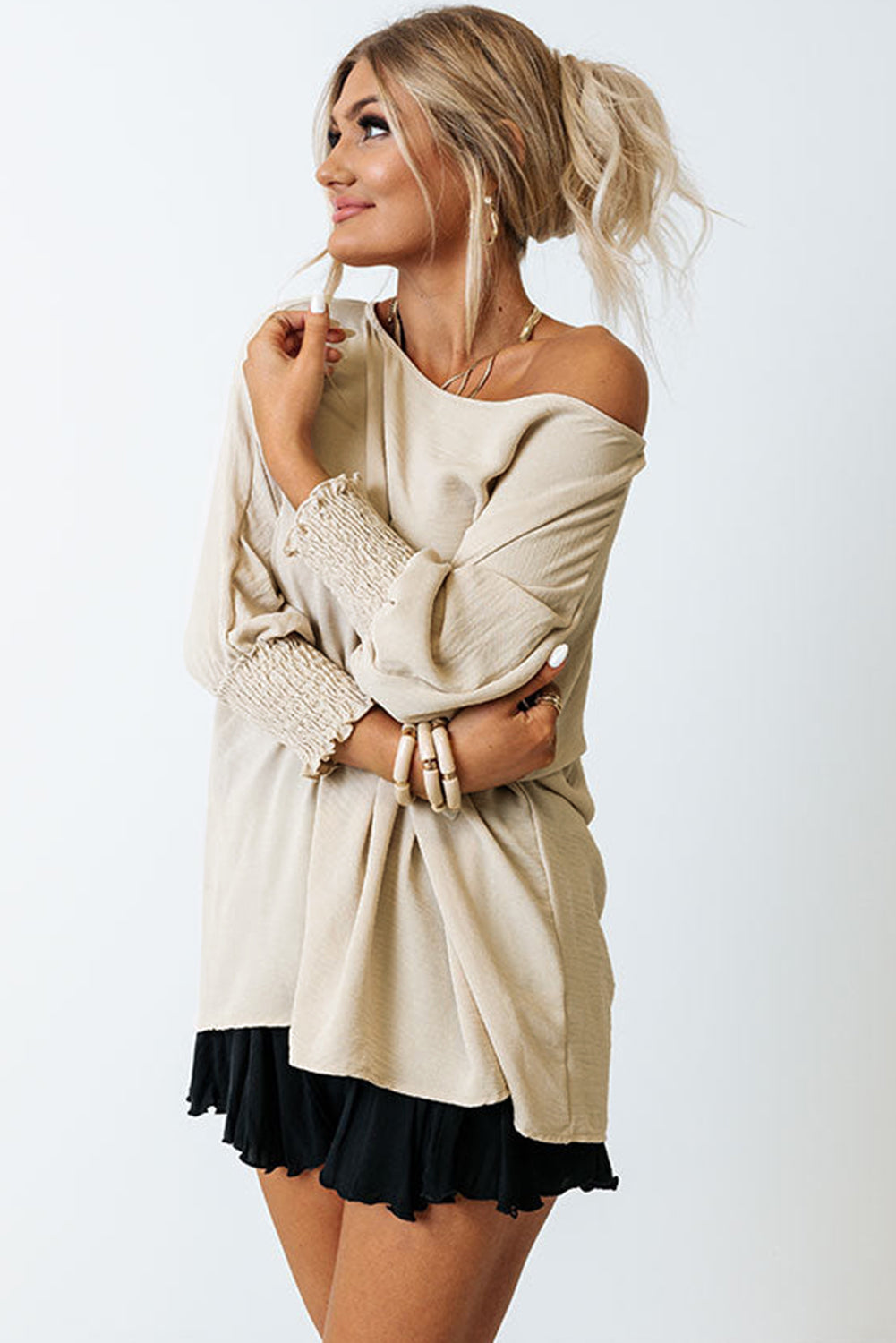 Batwing Sleeve Business Casual Blouse