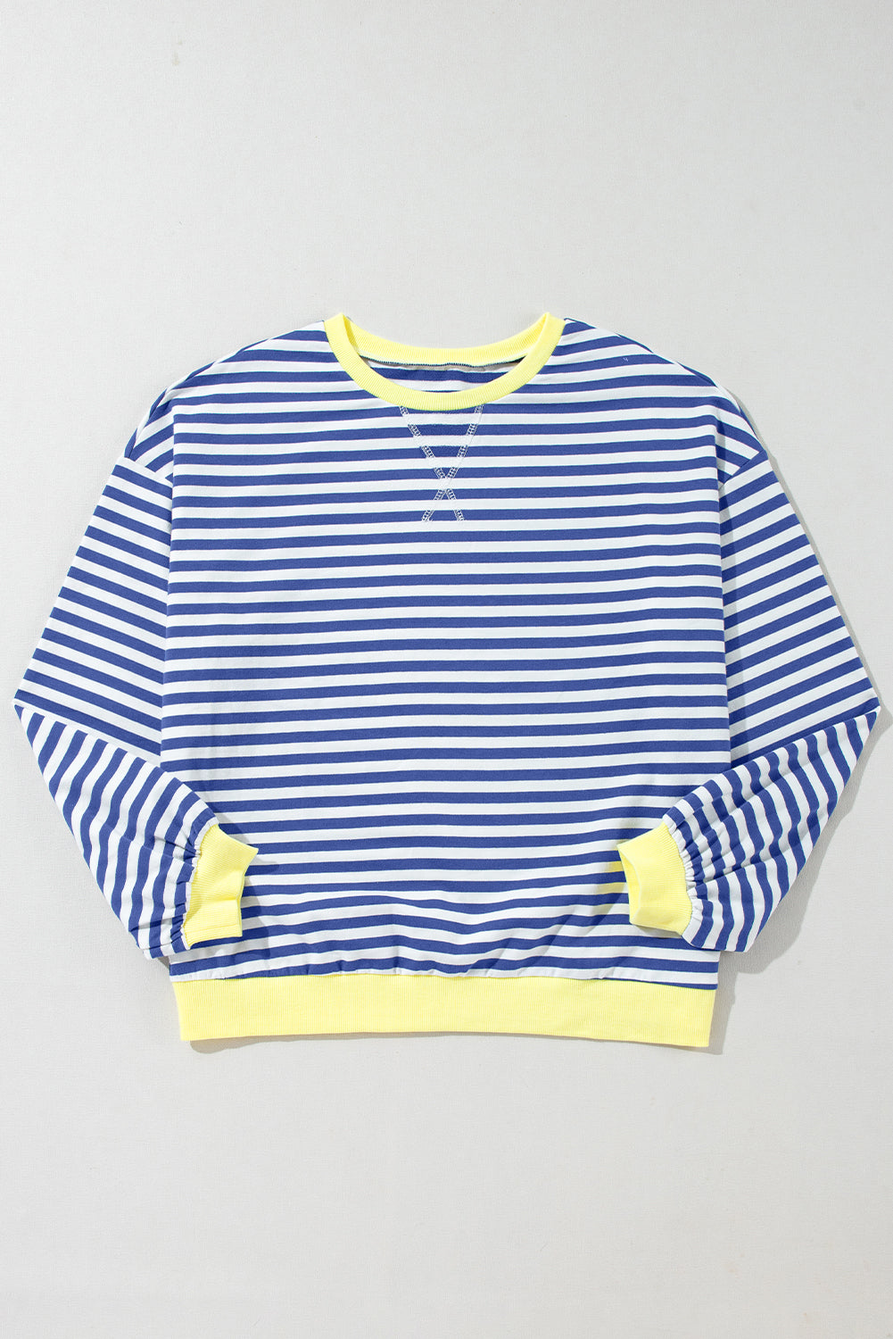 Black Stripe Oversized Contrast Trim Pullover Sweatshirt