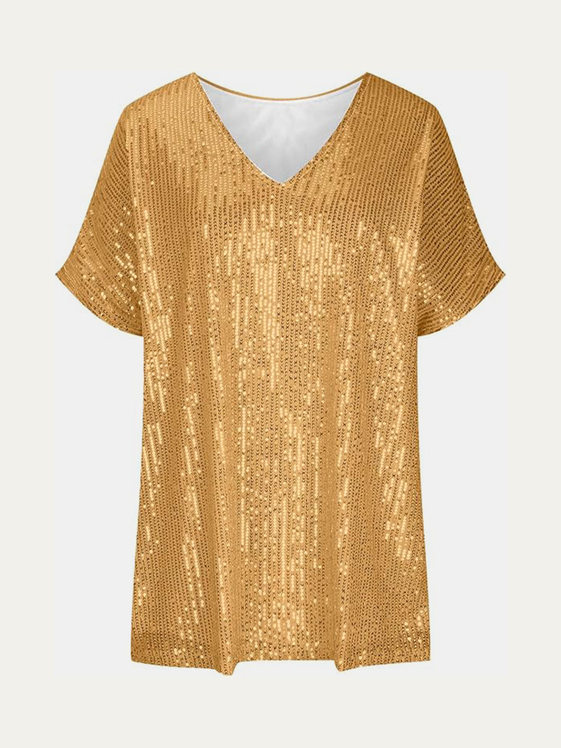 Sequin V-Neck Short Sleeve Top