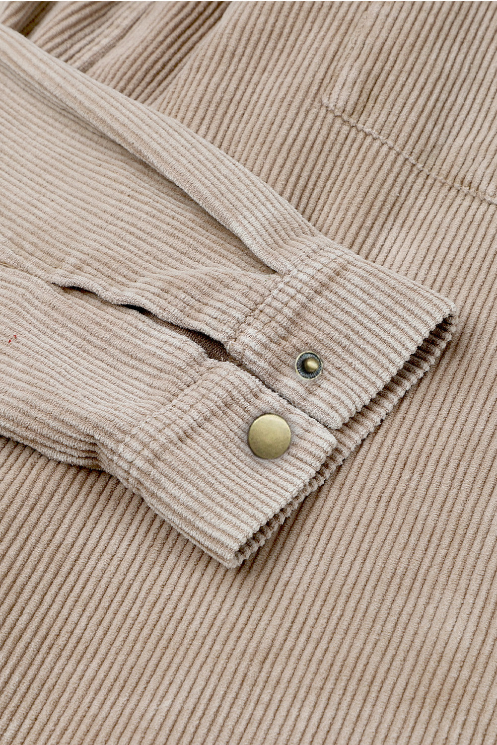 Color Block Button Down Hooded Corduroy Jacket