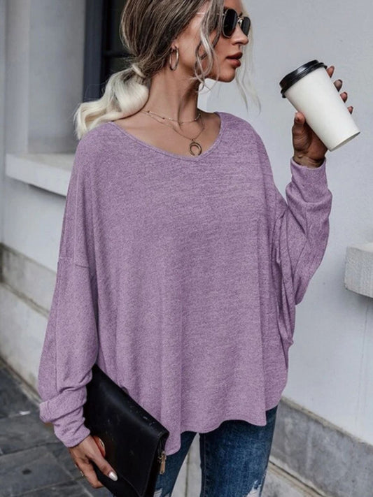 Double Tie Drop Shoulder Long Sleeve T-Shirt