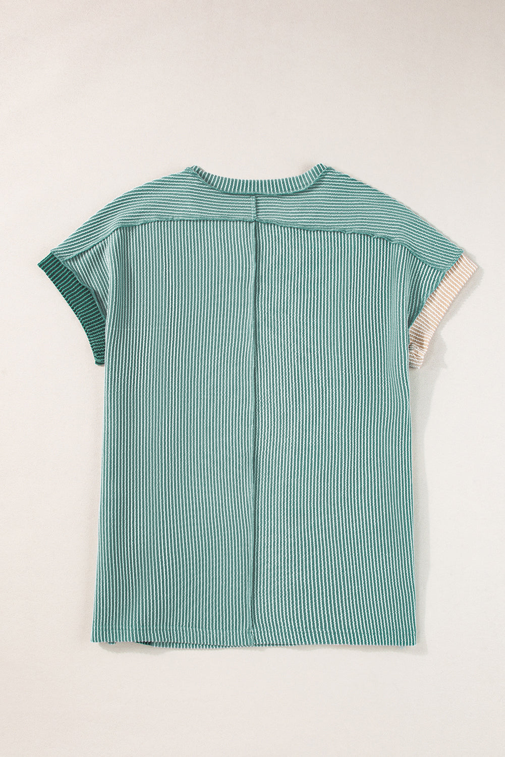 Mint Green Textured Colorblock Round Neck T Shirt