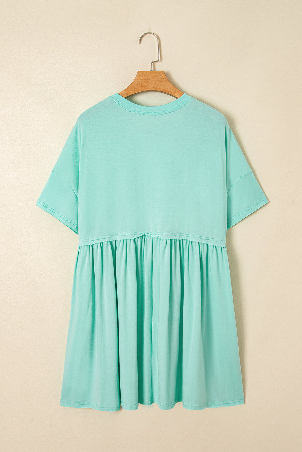 Solid Color Pocketed Raw Edge Babydoll Dress
