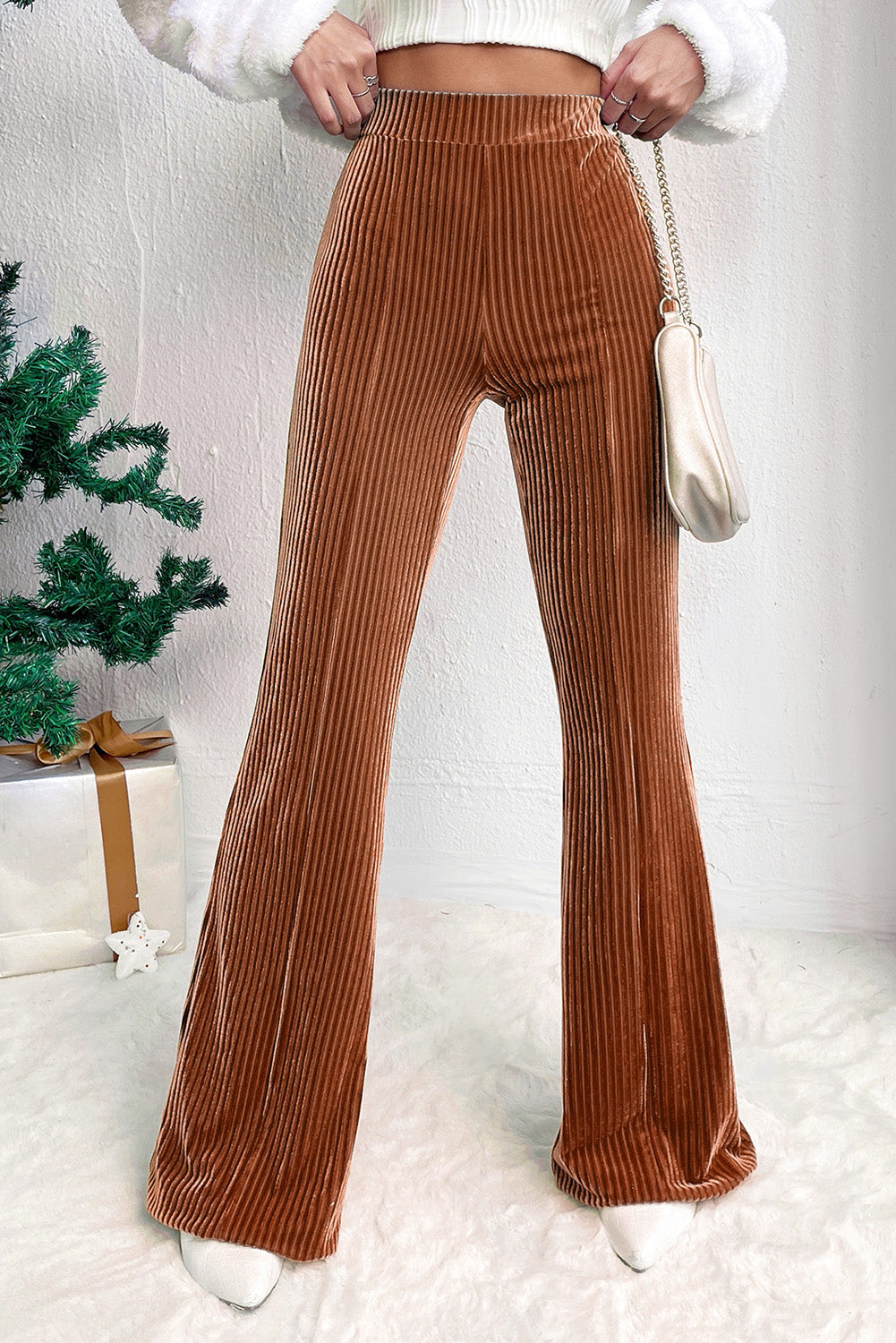 High Waist Flare Corduroy Pants