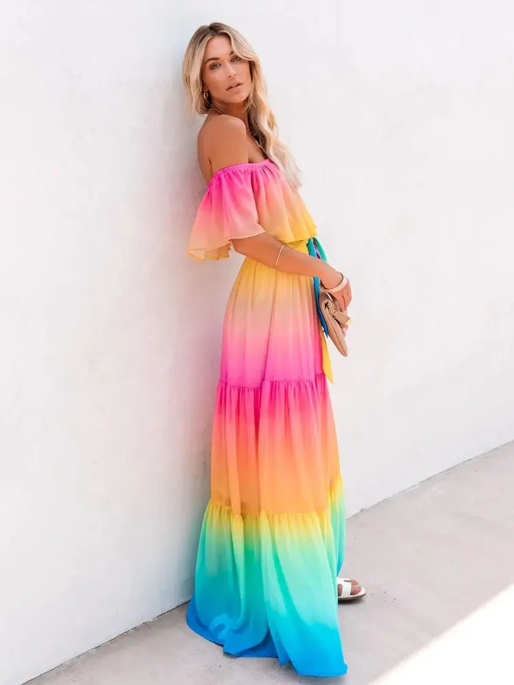 Bohemian Ruffled Off Shoulder