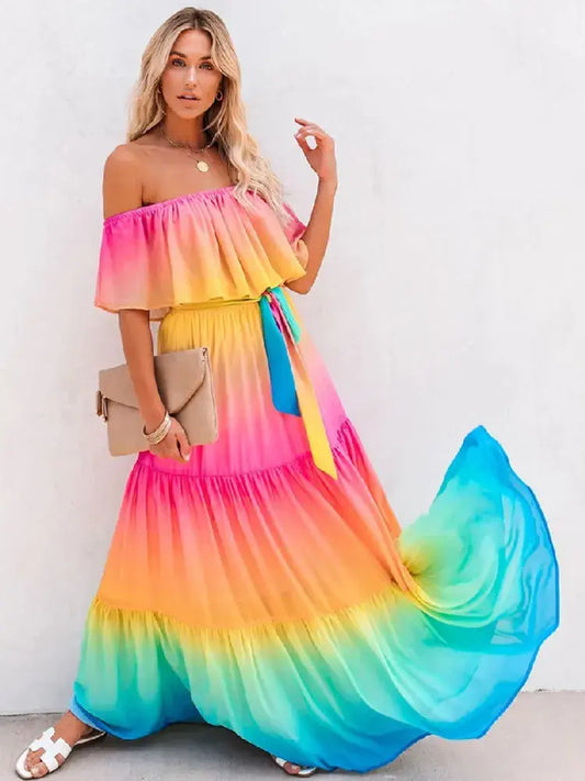 Bohemian Ruffled Off Shoulder