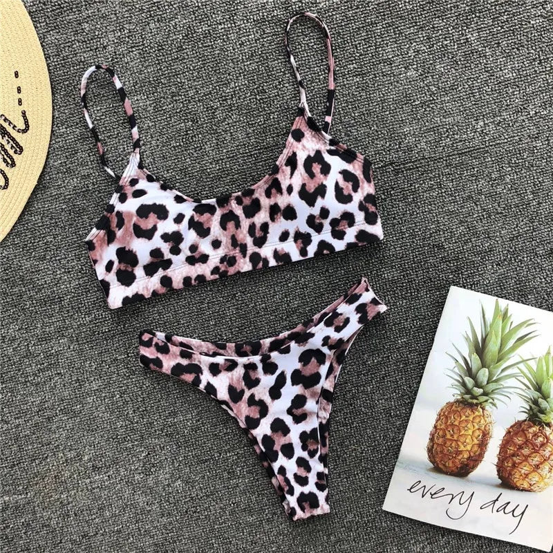 Leopard Thong Bikini Set