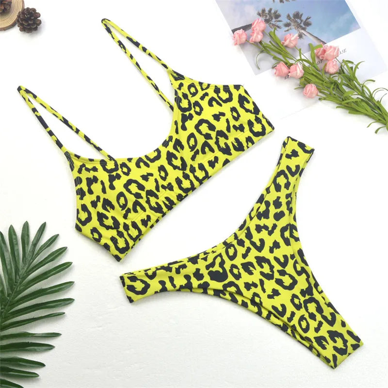 Leopard Thong Bikini Set