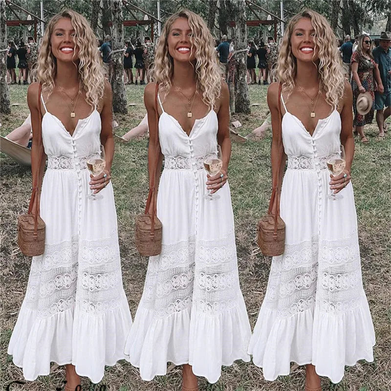 White Beach Boho Sundress