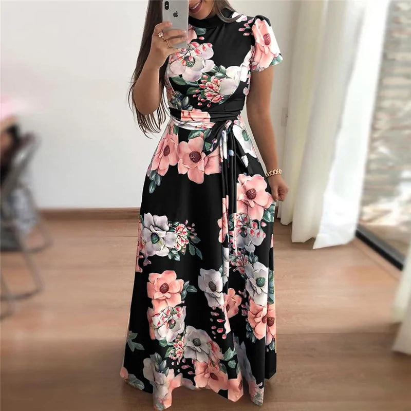 Casual Floral Short Sleeve Summer Dress