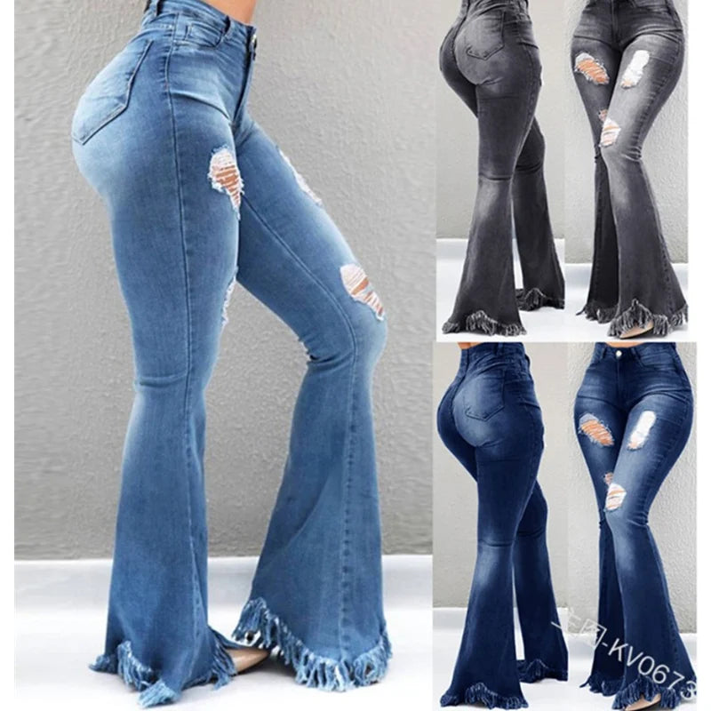 Full Length Denim Flare Jeans