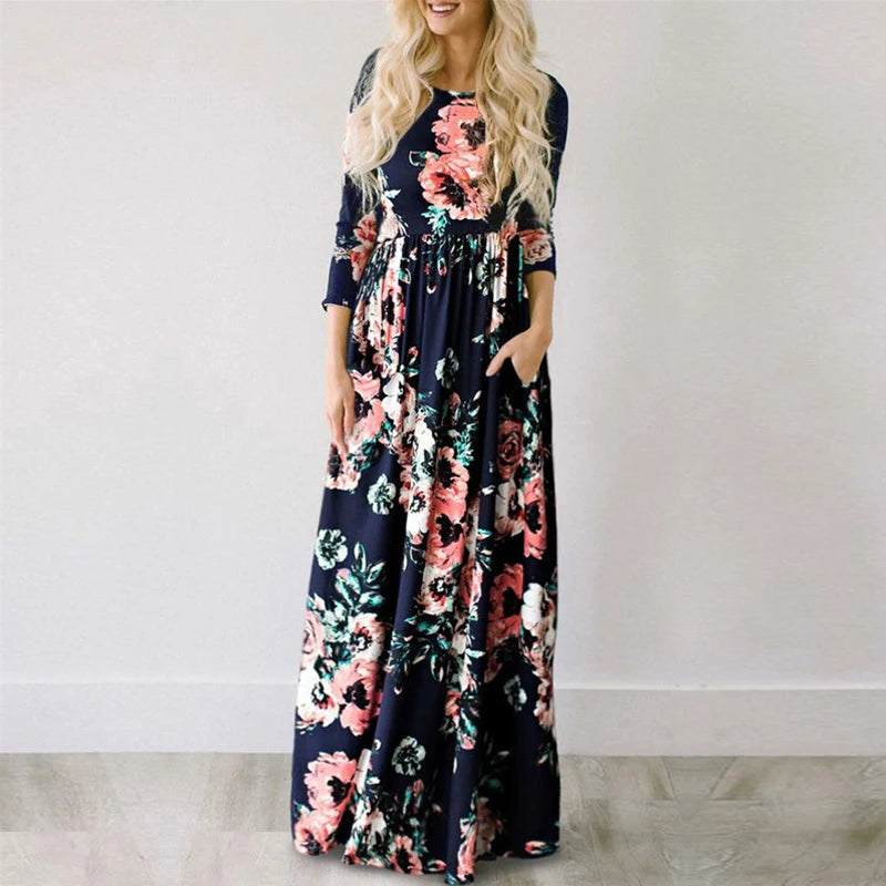 Floral Print Boho Beach Dress