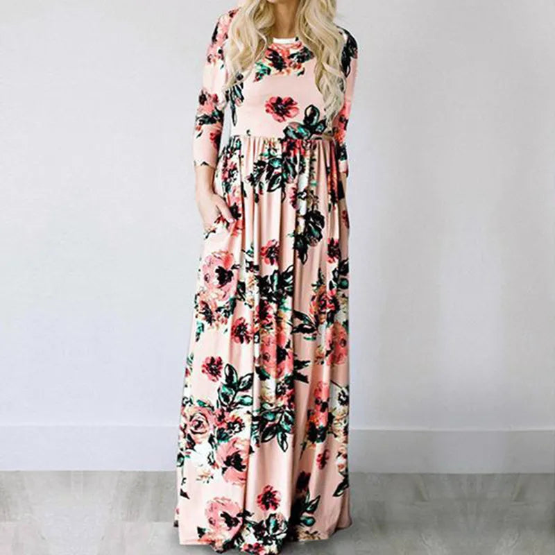 Floral Print Boho Beach Dress