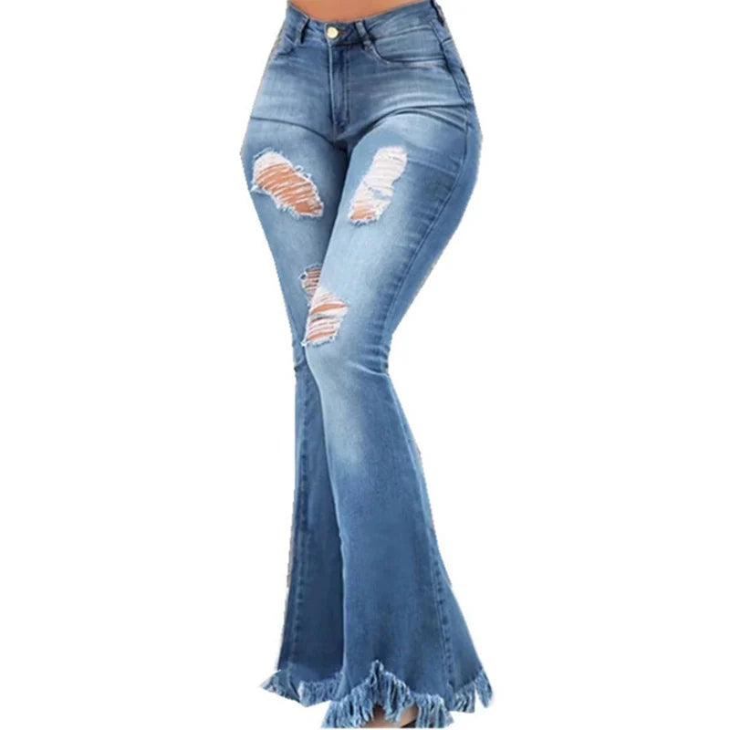 Full Length Denim Flare Jeans