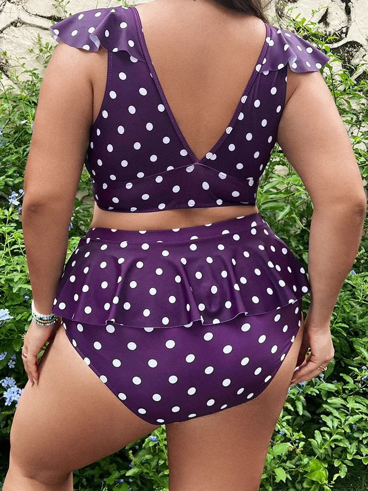 Ruffle Polka Dot High Waist Bikini Set