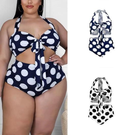 Polka Dot Print Halter Neck Bikini