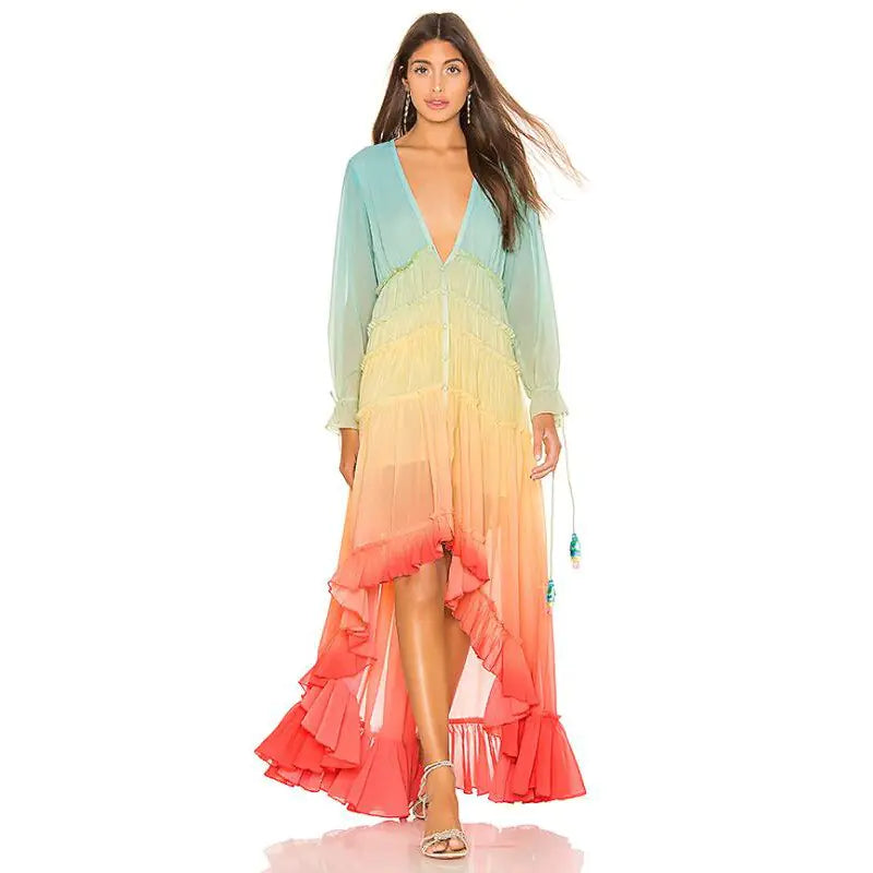 Gradient Fade Summer Bohemian Dress