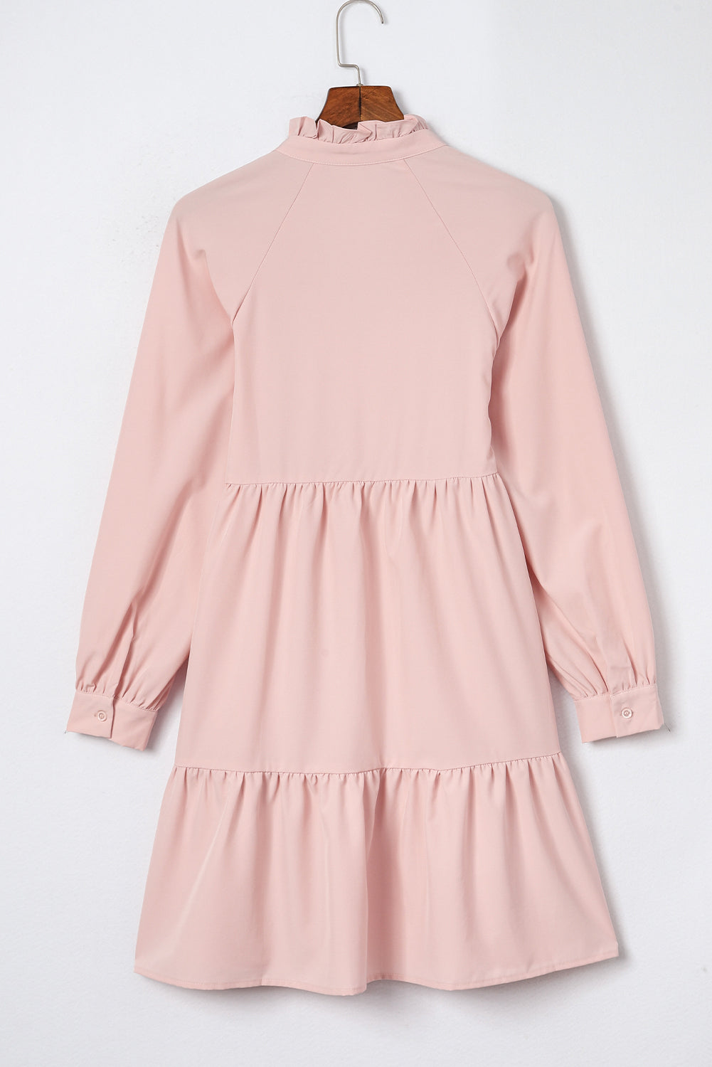 Casual Stand V Neck Short Frill Dress