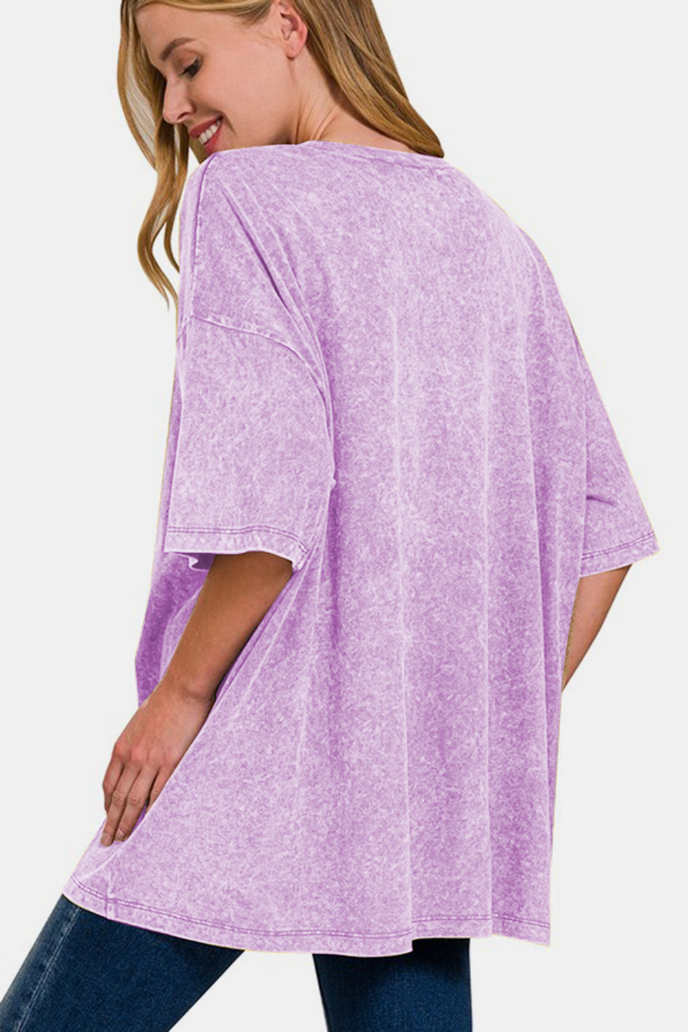 Zenana Washed Round Neck Drop Shoulder Oversized T-Shirt