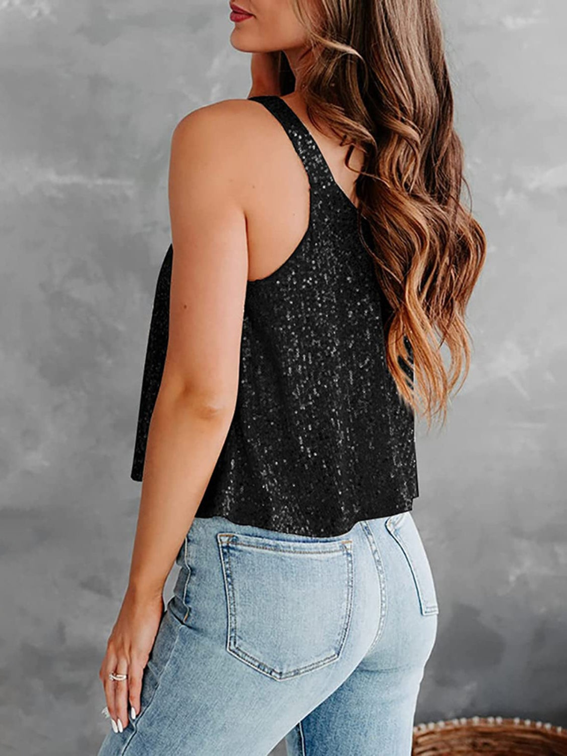 Sequin Scoop Neck Tank