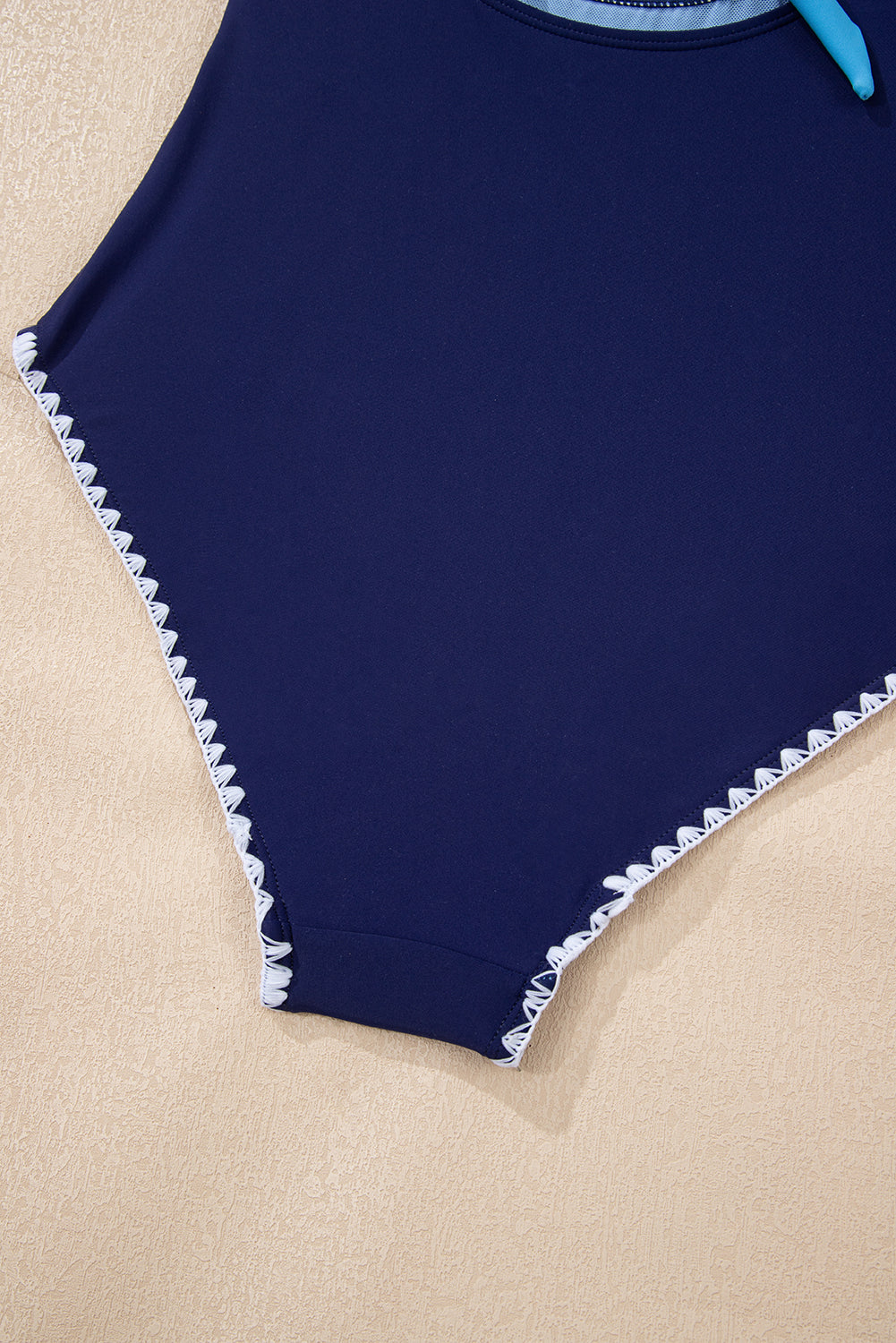 Ric Rac Trim Contrasted Patchwork Cutout One Piece Swimsuit