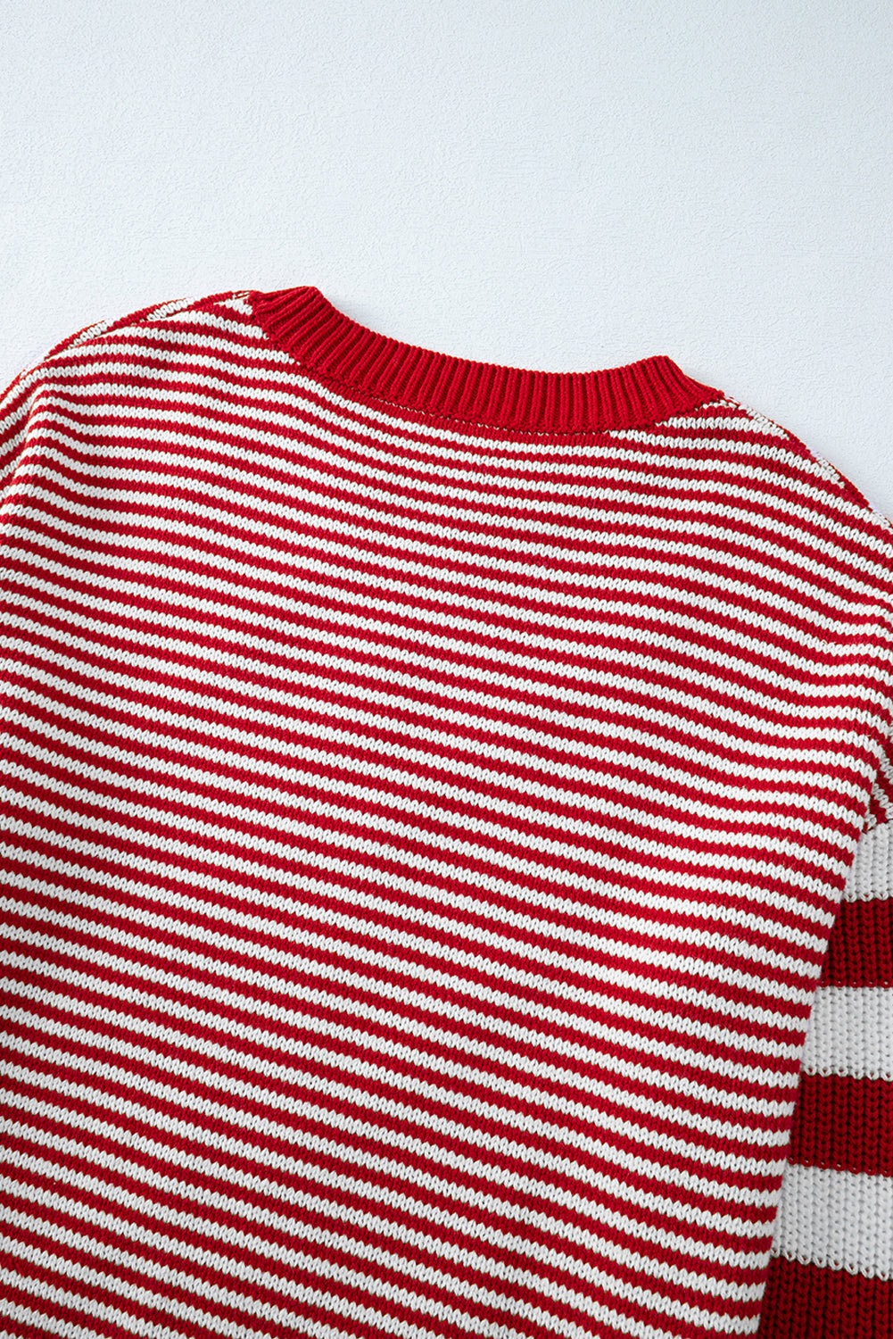 Striped Textured Drop Shoulder Sweater