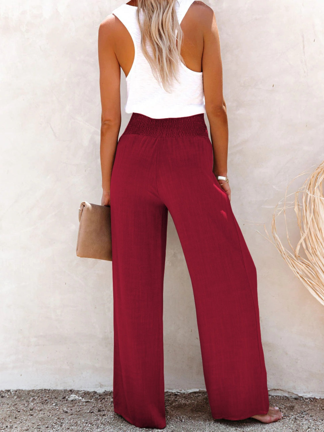 Decorative Button High Waist Pants