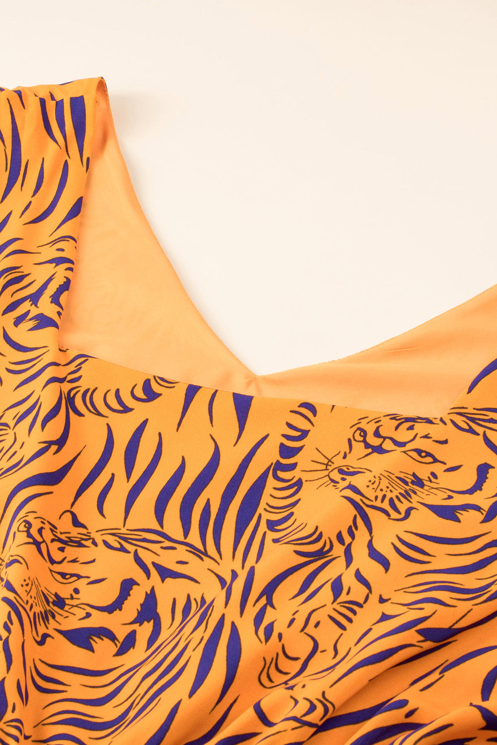 Yellow Plus Size Tiger Print Sleeveless V Neck Romper